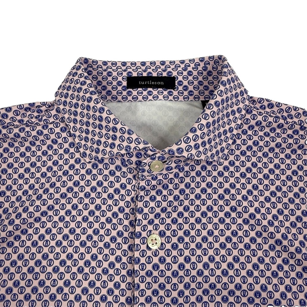 Turtleson Brew Performance Polo Pale Pink/Marine Men's Medium Golf Short Sleeve